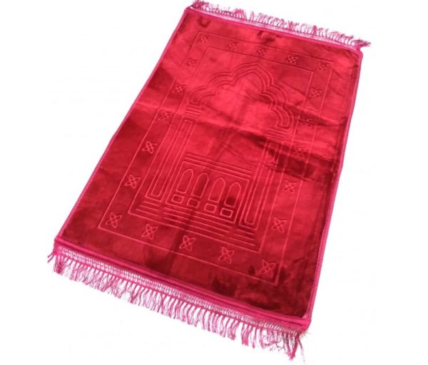 Photo Grand tapis épais antidérapant avec motif Arabesque – Rouge -