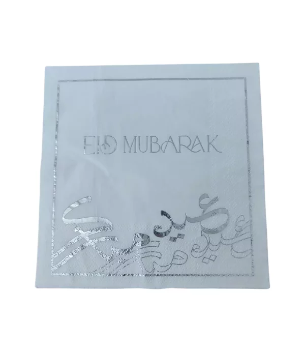 serviettes eid mubarak argent x16