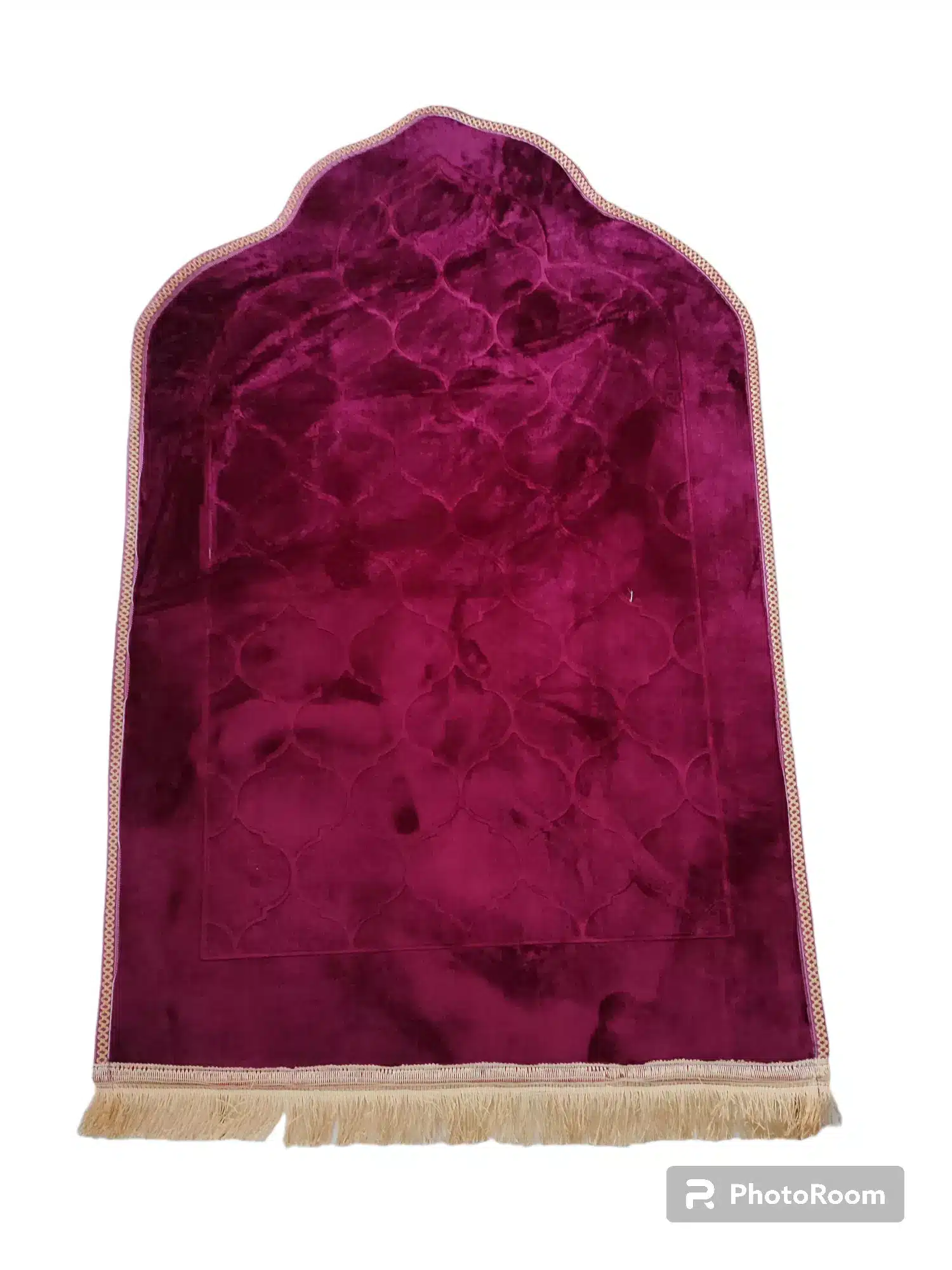 Tapis de Prière Bordeaux avec la Kaaba - Confort Spirituel - Dimensions  69x119 cm